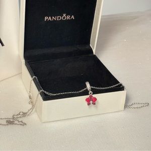 Pandora 925 Silver Enamel Orchid Charm Necklace